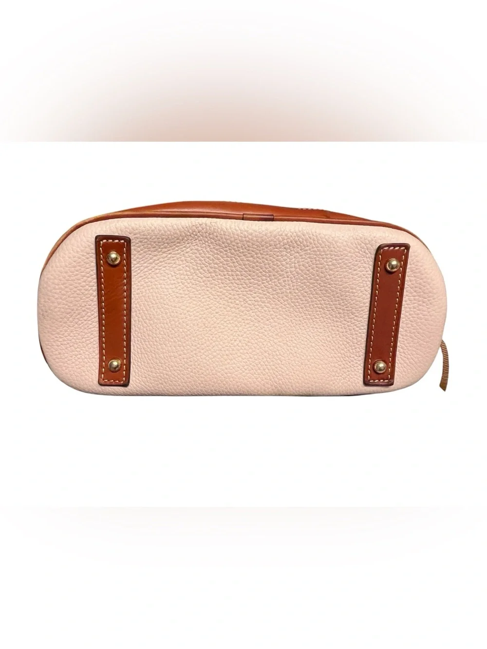 Dooney & Bourke Blush Pink Pebbled Leather Purse with Brown Trim